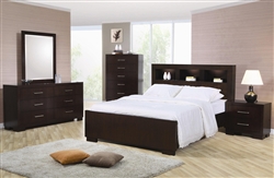 Jessica Bookcase Bed 6 Piece Bedroom Set in Cappuccino Finish by Coaster - 200719