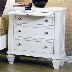 Sandy Beach 3 Drawer Nightstand in White Finish by Coaster - 201302