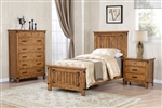 Brenner Panel Bed 4 Piece Youth Bedroom Set in Rustic Honey Finish by Coaster - 205261-T