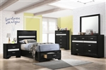 Miranda Storage Bed 4 Piece Youth Bedroom Set in Black Finish by Coaster - 206361T