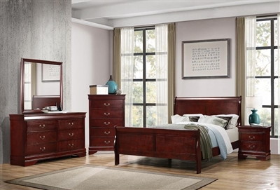 Louis Philippe 6 Piece Bedroom Set in Cherry Finish by Coaster - 222411