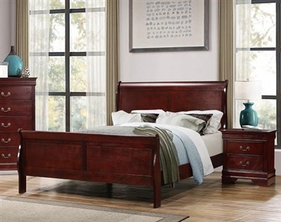 Louis Philippe Sleigh Bed in Cherry Finish by Coaster - 222411Q