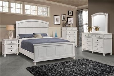 Carolina Panel Bed 6 Piece Bedroom Set in Antique White Finish by Coaster - 222871