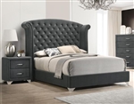 Melody Bed in Grey Velvet Fabric Upholstery by Coaster - 223381Q