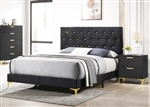 Kendall Black Velvet Upholstered Bed in Black Finish by Coaster - 224451Q