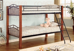 Twin/Twin Wood and Metal Bunk Bed by Coaster - 2248