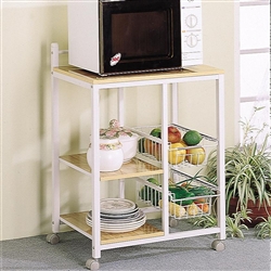 Kitchen Cart White and Natural Finish by Coaster - 2506