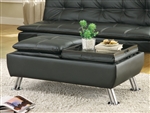 Black Leather Like Vinyl Storage Ottoman by Coaster - 300283