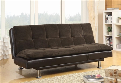 Lennon Cushion Sofa Bed in Brown Two Tone Fabric by Coaster - 300313