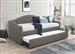 Sadie Twin Daybed with Trundle in Grey Woven Fabric by Coaster - 300638