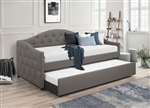 Sadie Twin Daybed with Trundle in Grey Woven Fabric by Coaster - 300638