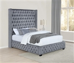 Rocori Grey Velvet Upholstered Bed by Coaster - 306075Q