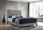 Warner Grey Velvet Upholstered Bed by Coaster - 310042