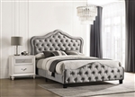 Bella Grey Velvet Fabric Upholstered Bed by Coaster - 315871Q