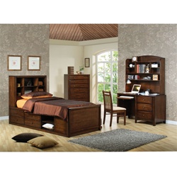 Scottsdale 4 Piece Youth Bedroom Set in Deep Walnut Finish by Coaster - 400280