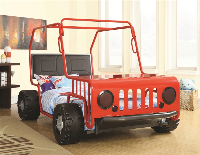 Casey Twin Jeep Bed in Red/Black Finish by Coaster - 400372
