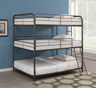 Garner Triple Full Bunk Bed in Gunmetal Finish by Coaster - 400779