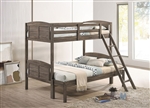 Flynn Twin Full Bunk Bed in Weathered Brown Finish by Coaster - 400809