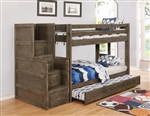 Wrangle Hill Twin Over Twin Bunk Bed 3 Piece Set in Gun Smoke Finish by Coaster - 400831-T