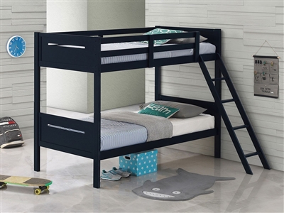 Littleton Twin Twin Bunk Bed in Blue Finish by Coaster - 405051BLU