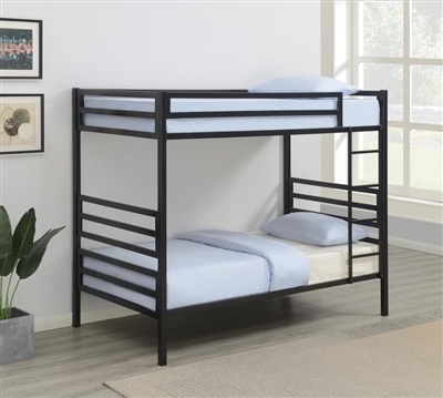 Kinsey Twin Twin Bunk Bed in Matte Black Finish by Coaster - 422683