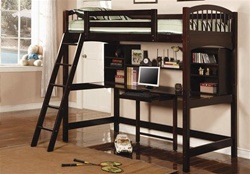 Perris Workstation Loft Bunk Bed in Cappuccino Finish by Coaster - 460063