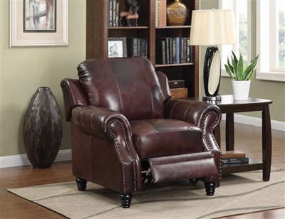 Princeton Leather Push Back Recliner by Coaster - 500663