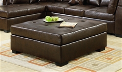 Darie Brown Leather Ottoman by Coaster - 500687