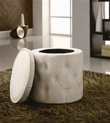 Beige Round Storage Ottoman by Coaster - 500929