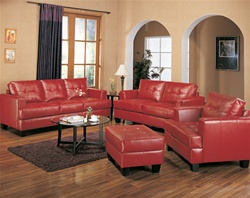 Samuel Red Leatherette 2 Piece Sofa Set by Coaster - 501831SL