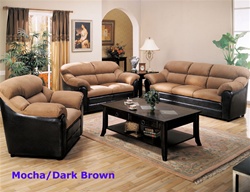 Taylor 2 Piece Sofa Set in Mocha Microfiber/Dark Brown Faux Leather Cover by Coaster - 501881S