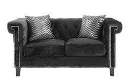 Abildgaard Loveseat in Black Velvet Upholstery by Coaster - 505818