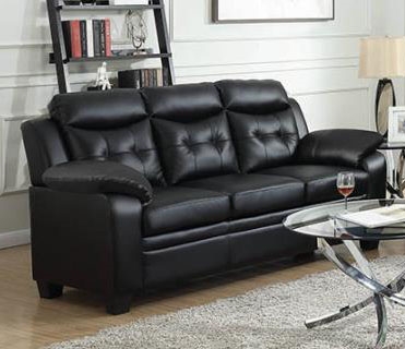 Finley Sofa in Black Leatherette Upholstery by Coaster - 506551