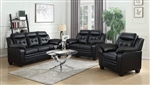 Finley 2 Piece Sofa Set in Black Leatherette Upholstery by Coaster - 506551-S