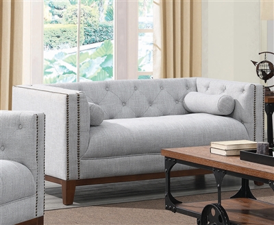 Celle Tufted Loveseat in Light Grey Linen-Like Fabric by Coaster - 508512