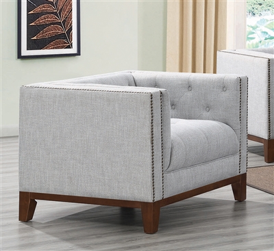 Celle Tufted Chair in Light Grey Linen-Like Fabric by Coaster - 508513