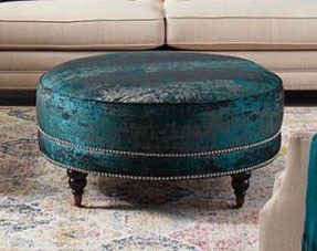 Artemis Ottoman in Teal Velvet Fabric by Coaster - 508944