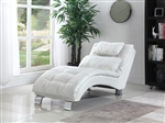 White Leather Like Vinyl Accent Chaise by Coaster - 550078