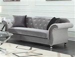 Frostine Sofa in Tufted Silver Velvet by Coaster - 551161