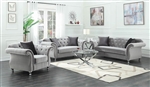 Frostine 2 Piece Sofa Set in Tufted Silver Velvet by Coaster - 551161-S