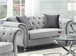 Frostine Loveseat in Tufted Silver Velvet by Coaster - 551162