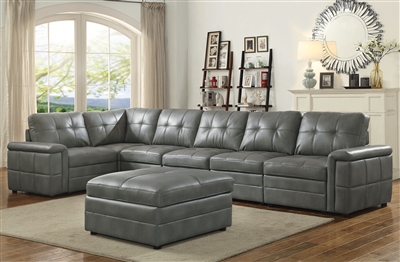 Ellington 6 Piece Modular Sectional in Stone Grey Leatherette by Coaster - 551291