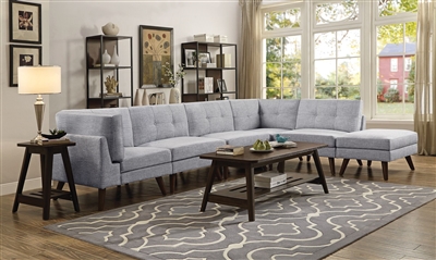 Churchill 5 Piece Modular Sectional in Grey Fabric by Coaster - 551301