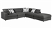 Serene 5 Piece Sectional in Charcoal Linen Blend Fabric by Coaster - 551324-5