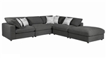 Serene 5 Piece Sectional in Charcoal Linen Blend Fabric by Coaster - 551324-5