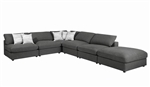 Serene 6 Piece Sectional in Charcoal Linen Blend Fabric by Coaster - 551324-6