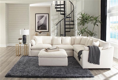 Hobson 5 Piece Sectional in Off White Linen Like Fabric by Coaster - 551451-5