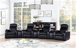 Cyrus 7 Piece 4 Seater Home Theater Seating in Black Leather by Coaster - 600001-S4A