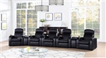 Cyrus 7 Piece 5 Seater Home Theater Seating in Black Leather by Coaster - 600001-S5B