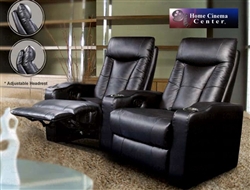 Pavillion Theater Seating - 2 Black Leather Chairs By Coaster 600130-2